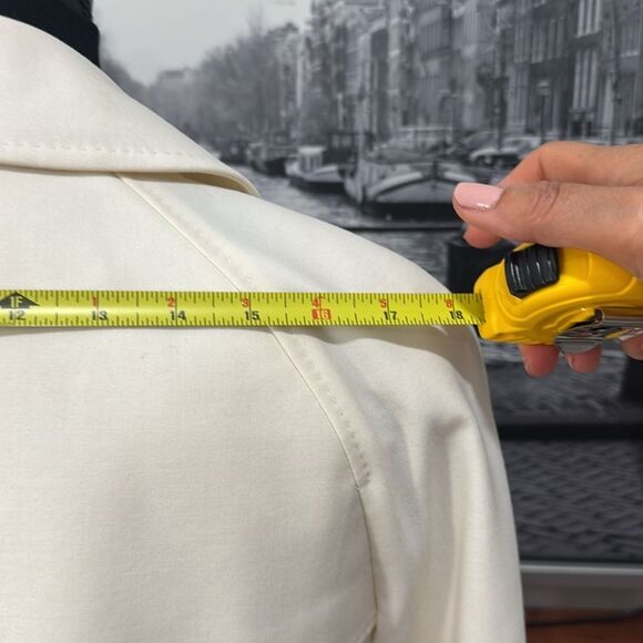 Anne Klein Coat double breasted Blazer Jacket Sz 8 Stretch Ivory Beige Cream - Picture 3 of 7